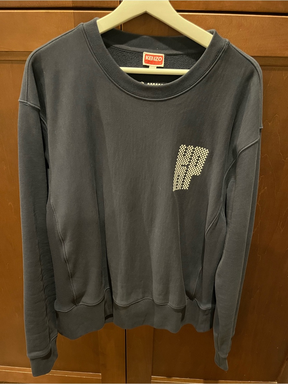Kenzo Men's Dark Charcoal Crewneck Sweatshirt with Patterned Logo